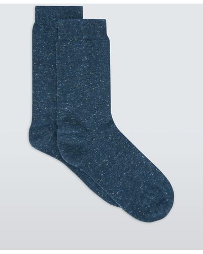 John Lewis Cotton Silk Blend Ankle Socks - Blue