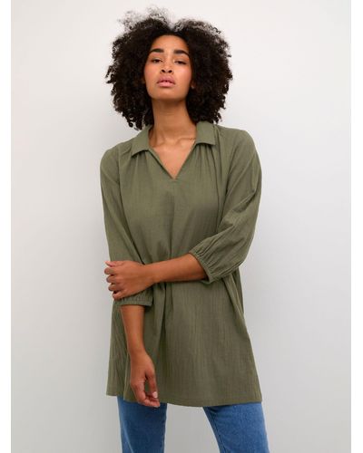 Kaffe Emily Casual Fit Johnny Collar Tunic - Green