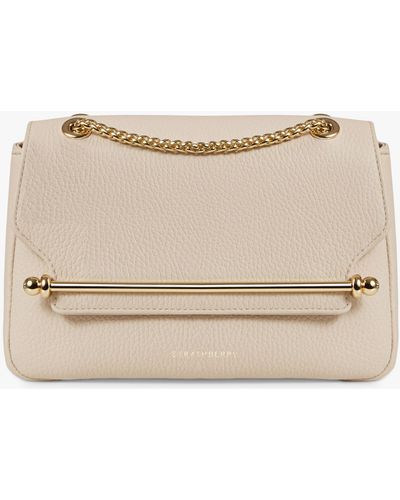 Strathberry East/west Chain Strap Mini Leather Cross Body Bag - Natural