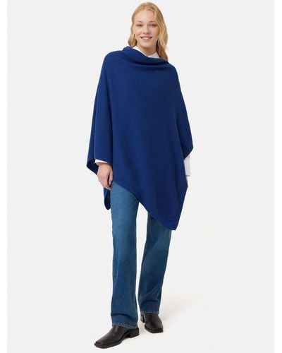 Jigsaw Wool And Cashmere Asymmetric Poncho - Blue