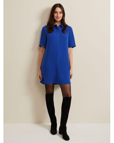 Phase Eight Cara Mini Shirt Dress - Blue