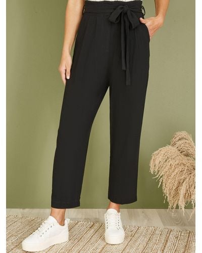 Yumi' Tailored Linen Blend Cropped Trousers - Green