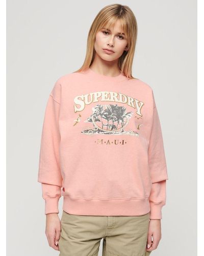 Superdry Travel Souvenir Loose Sweatshirt - Pink