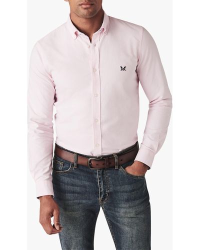 Crew Slim Fit Long Sleeve Oxford Shirt - Pink