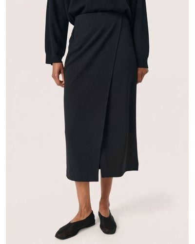 Soaked In Luxury Bea Wrap Effect Midi Skirt - Black