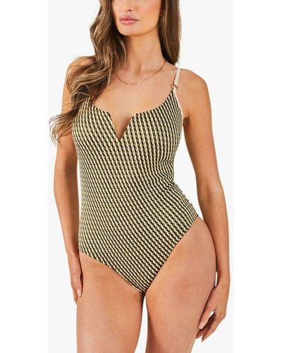 Accessorize Textured Jacquard Swimsuit - Green