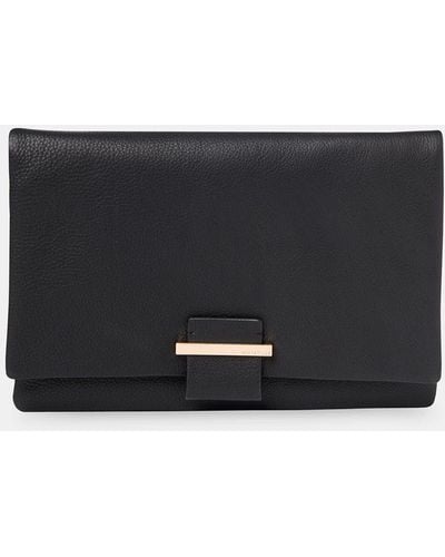 Whistles Alicia Leather Clutch - Black