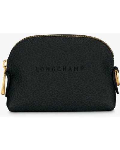 Longchamp Le Foulonné Leather Coin Purse - Black