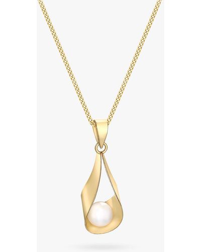 Ib&b 9ct Gold Freshwater Pearl Sling Pendant Necklace - Metallic