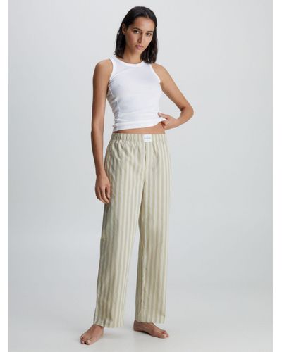 Calvin Klein Cotton Blend Stripe Pyjama Bottoms - White
