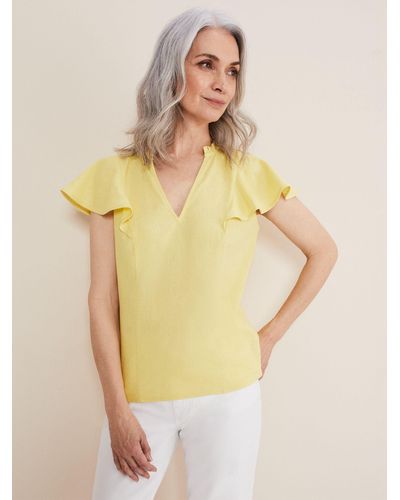 Phase Eight Ines Linen Top - Yellow
