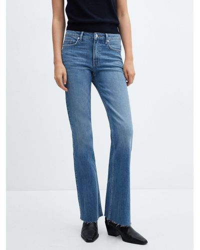 Mango Fiona Medium Rise Flared Jeans - Blue