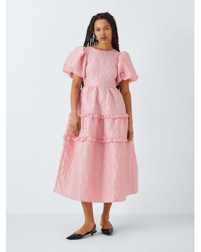 Sister Jane Papaya Jacquard Midi Dress - Pink