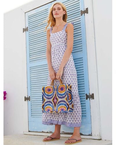 Aspiga Tabitha Block Print Cotton Maxi Dress - Blue