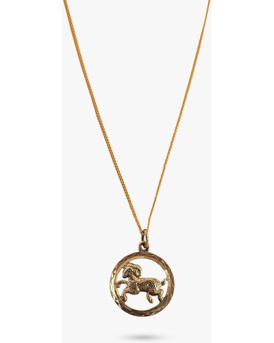 L & T Heirlooms Second Hand 9ct Yellow Gold Aries Pendant Necklace - Metallic