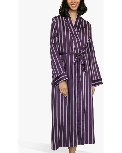 Fable & Eve Stripe Print Dressing Gown - Purple