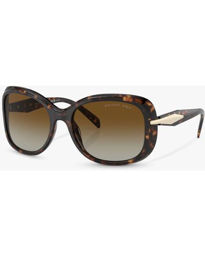 Prada Pr 04zs Polarised Rectangular Sunglasses - Metallic