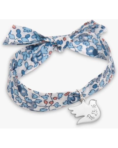 Merci Maman Personalised Sterling Silver Dove Liberty Bracelet - Blue