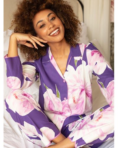 Cyberjammies Valentina Floral Shirt Pyjama Top - Purple