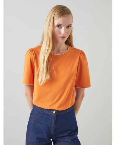 LK Bennett Lizzie Puff Shoulder T-shirt - Orange
