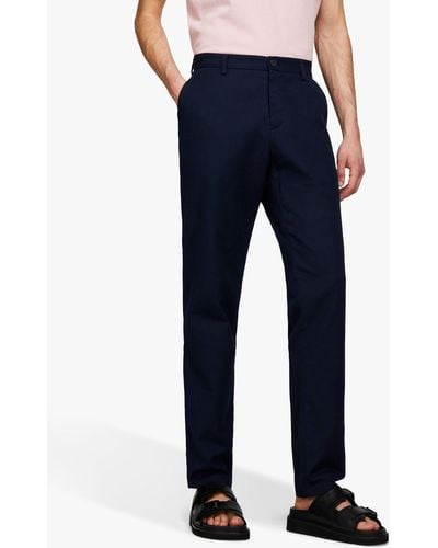 Sisley Slim Fit Cotton Twill Trousers - Blue