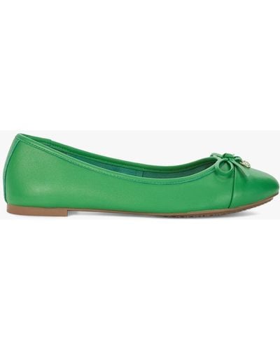 Dune Hallo Leather Ballet Court Shoes - Green