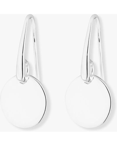 Simply Silver Polished Disc Drop Earrings - White