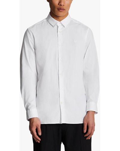 Lyle & Scott Slim Fit Long Sleeve Poplin Shirt - White