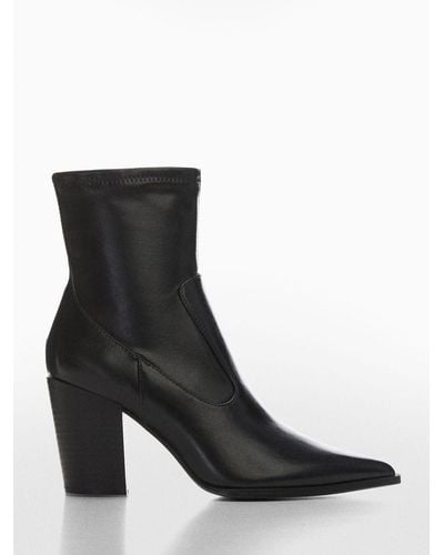Mango Vora Pointy Faux Leather Ankle Boots - Black