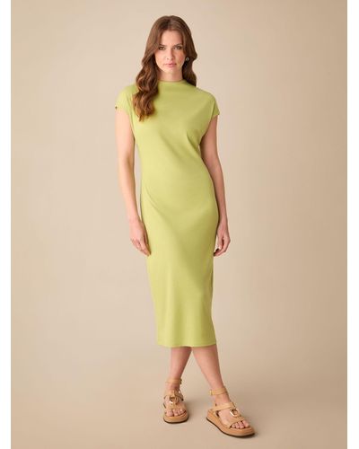 Ro&zo Narrow Rib Knit Midi Dress - Yellow