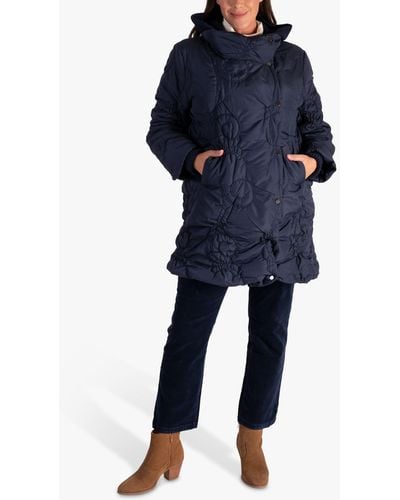 Chesca Quilted Embroidered Coat - Blue