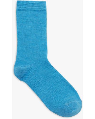 John Lewis Merino Wool Mix Ankle Socks - Blue