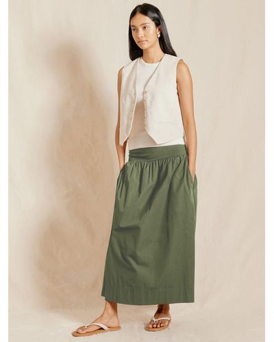 Albaray Jersey Waistband Cotton Maxi Skirt - Green