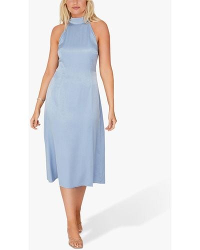 A-View Carry Sateen Midi Dress - Blue