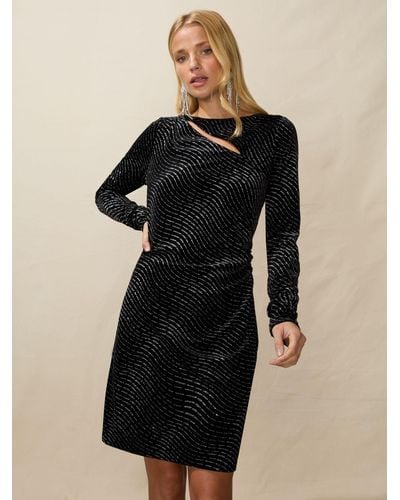 Ro&zo Swirly Sparkle Velvet Mini Dress - Black