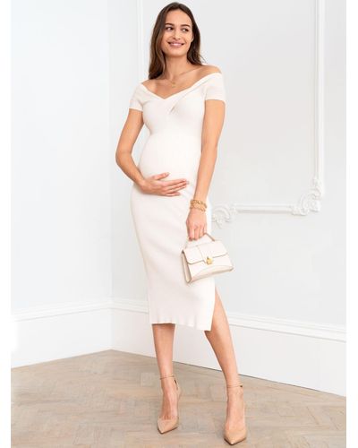 Seraphine Kora Off Shoulder Maternity Dress - White