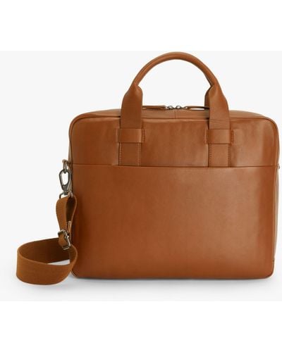 John Lewis Oslo Leather Briefcase - Brown