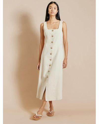 Albaray Button Down Linen Blend Dress - Natural