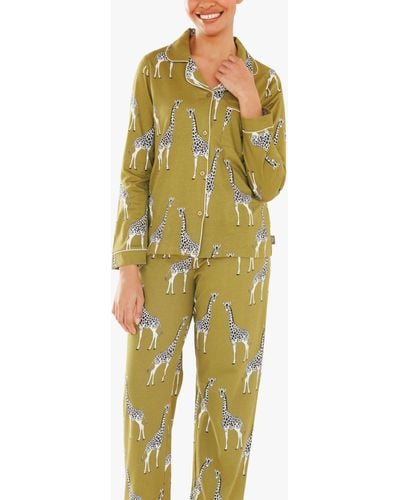 Chelsea Peers Organic Cotton Giraffe Pyjamas - Yellow