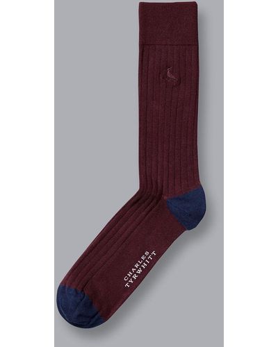 Charles Tyrwhitt Indigo Blue Cotton Rib Socks - Purple