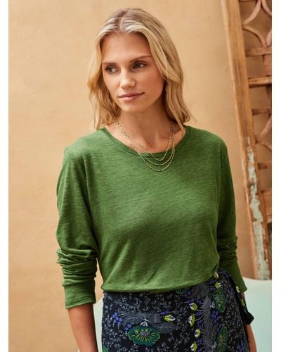 Brora Long Sleeve Linen T-shirt - Green