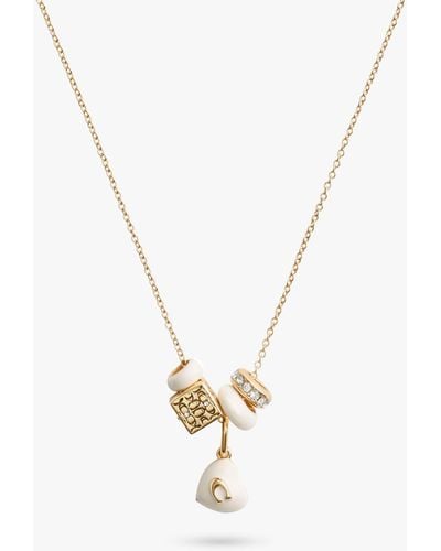 COACH Mixed Beads Enamel Heart Pendant Necklace - Metallic