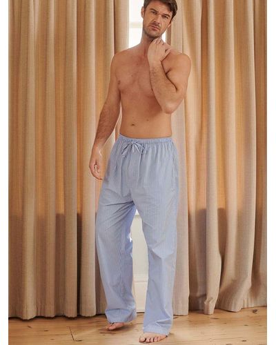 British Boxers Stripe Crisp Cotton Pyjama Trousers - Blue