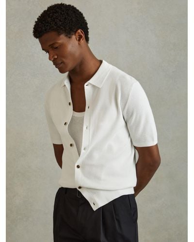 Reiss Bravo Cotton Blend Textured Shirt - Natural