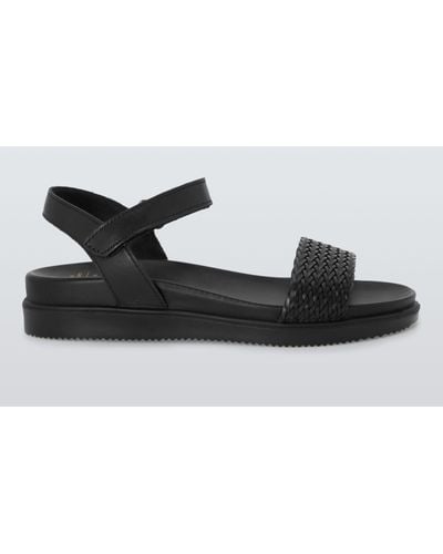 John Lewis Lucie Leather Woven Strap Comfort Sandals - Black