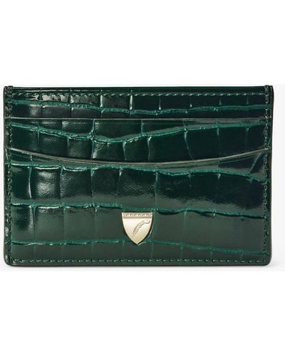 Aspinal of London Croc Leather Slim Credit Card Case - Green