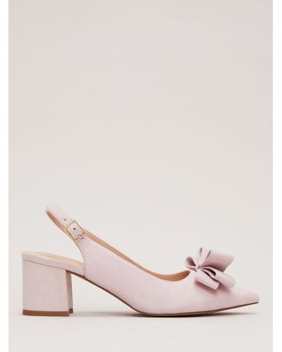 Phase Eight Suede Bow Detail Slingback Court Shoes - Pink