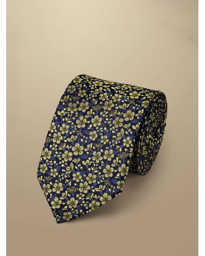 Charles Tyrwhitt Floral Textured Silk Tie - Multicolour