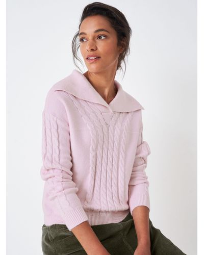 Crew Andrea Cable Knit Jumper - Pink