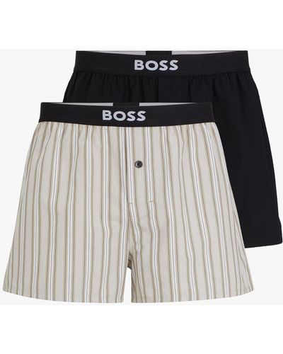 BOSS Boss Stripe And Plain Cotton Boxers - Black